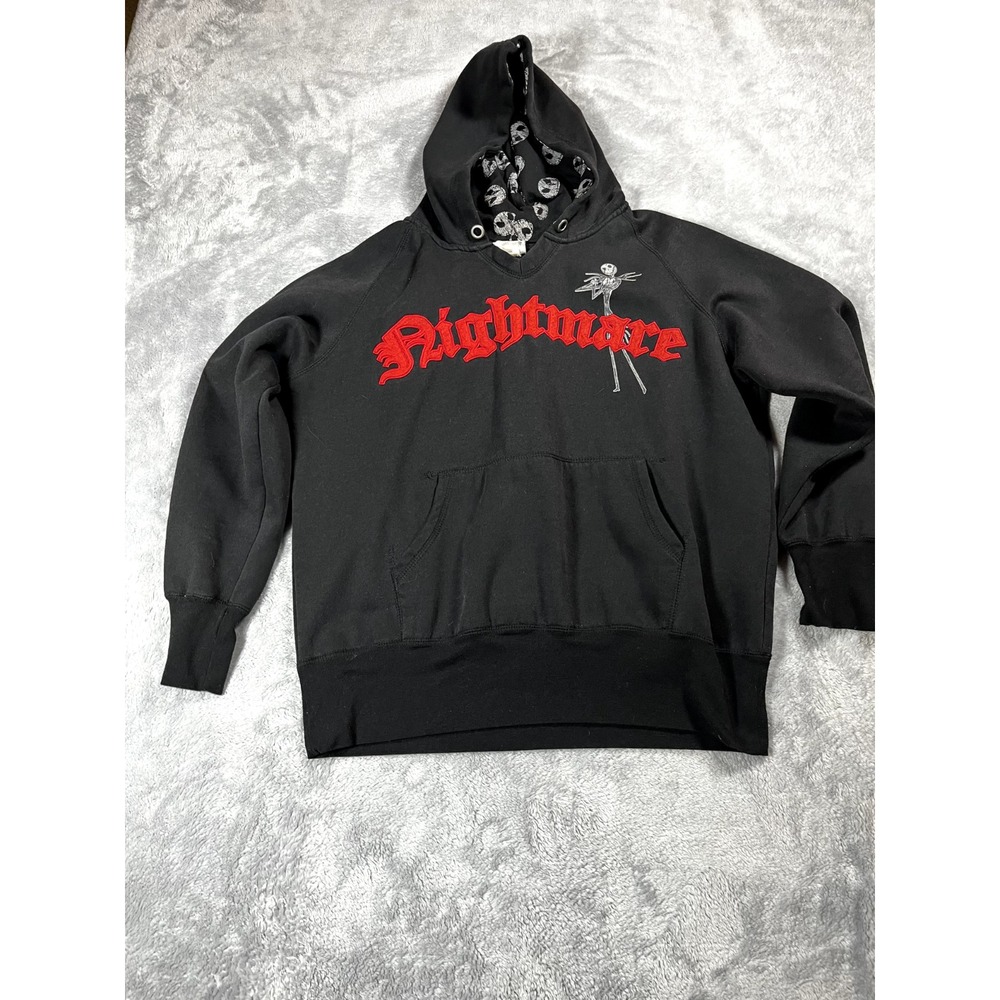 Disney Nightmare Before Christmas V-Neck Hoodie Mens Small S Goth Y2K Disneyland